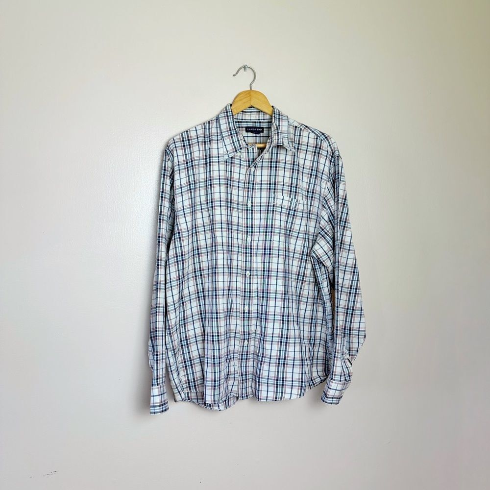 CLEARANCE! Men’s Cream Lands’ End L/S Button Down Shirt Size 17-17.5 EUC